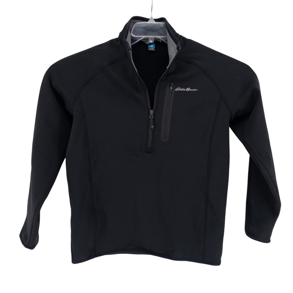 Eddie Bauer Mens Medium First Ascent Fleece Pullover Black Quarter Zip Jacket - Picture 2 of 8